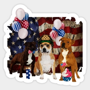 The  4th of July with dogs and flag Sticker